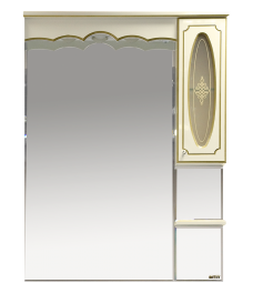 Зеркальный шкаф Misty Монако - 90 Зеркало - шкаф прав. бежевая патина/стекло Л-Мнк02090-033П