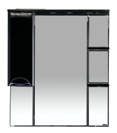 Зеркальный шкаф Misty Жасмин - 85 Зеркало - шкаф лев. (свет) черная эмаль П-Жас02085-021СвЛ