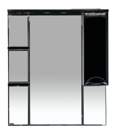 Зеркальный шкаф Misty Жасмин - 85 Зеркало - шкаф прав. (свет) черная эмаль П-Жас02085-021СвП