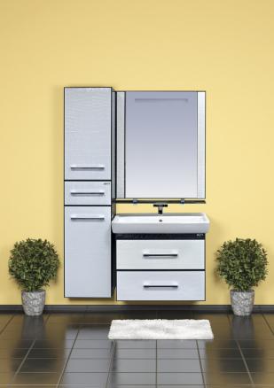 Мебель для ванной Misty Гранд Lux 70 подвесная с 2-мя ящиками бело-черная Croco