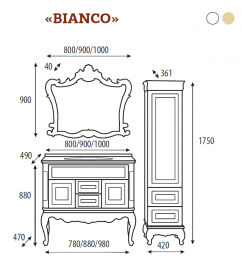 Зеркало Bianco 80 бежевое сусальное золото Л-Бья02080-381 Misty